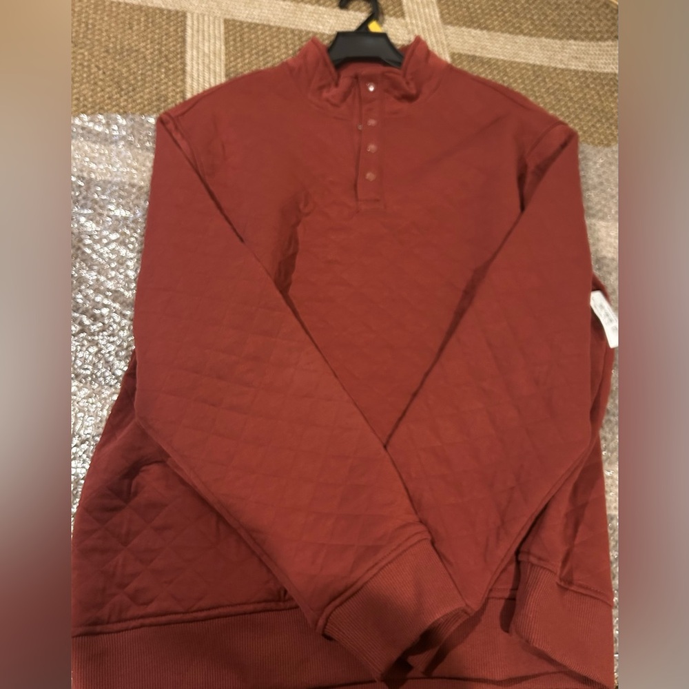 George Quilted Pullover in Rust - Picture 3 of 4